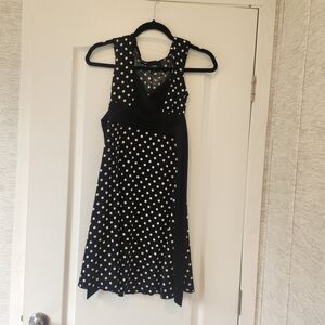 I.N. San Francisco Black and White Polka Dot Dress Size S Euc